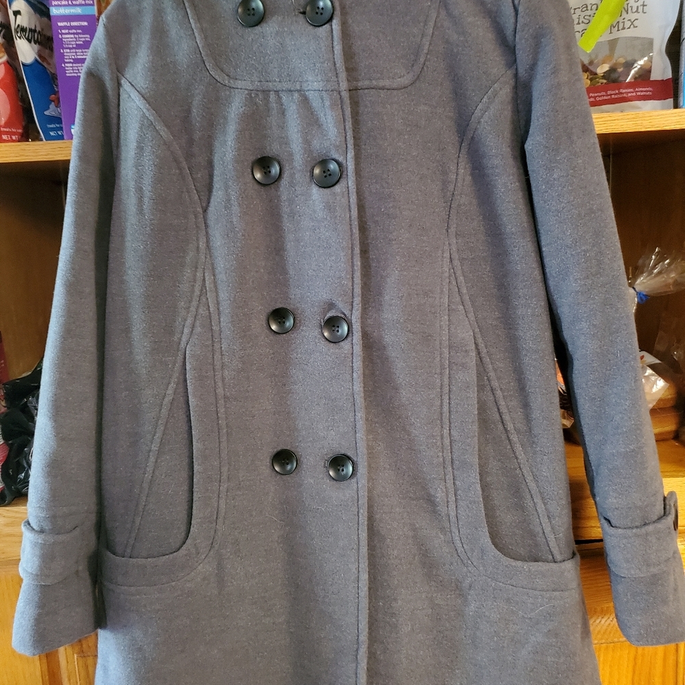Grey hooded wool jacket